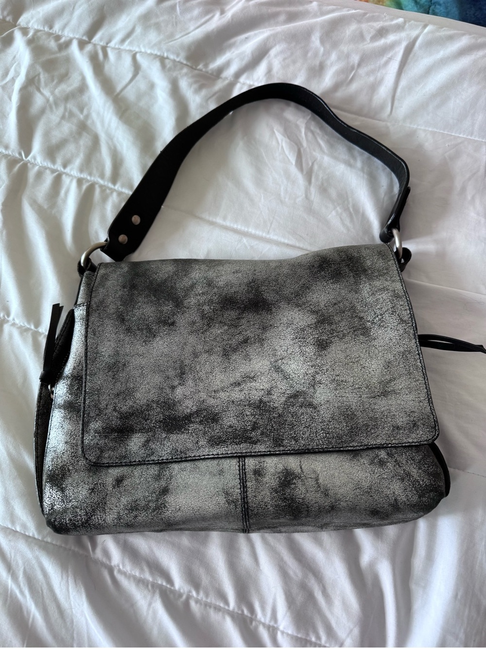 Nino Bossi- Silver-Black Messenger Shoulder Bag